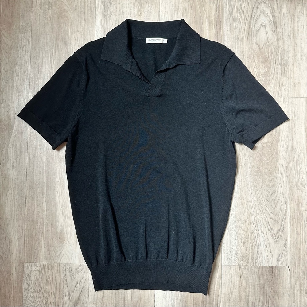 ‘suitsupply’ black buttonless polo